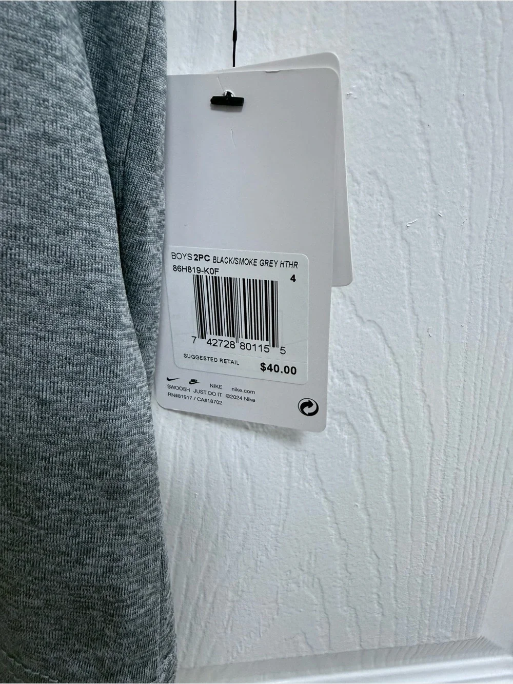 NWT Nike Kids' Gray and Black 'Just Do It' Short Set, Size 4